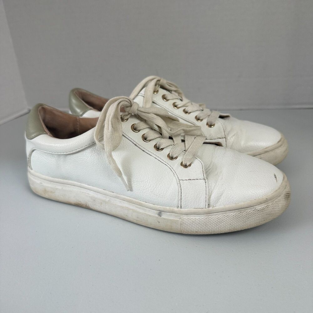 LOFT Women’s White Gold Lace Up Sneakers Casual Shoes Size 7.5M